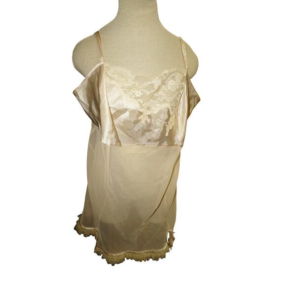 Cacique Lane Bryant Lingerie Babydoll Slip Dress 18/20 Sheer Satin Lace Ivory - Picture 5 of 11